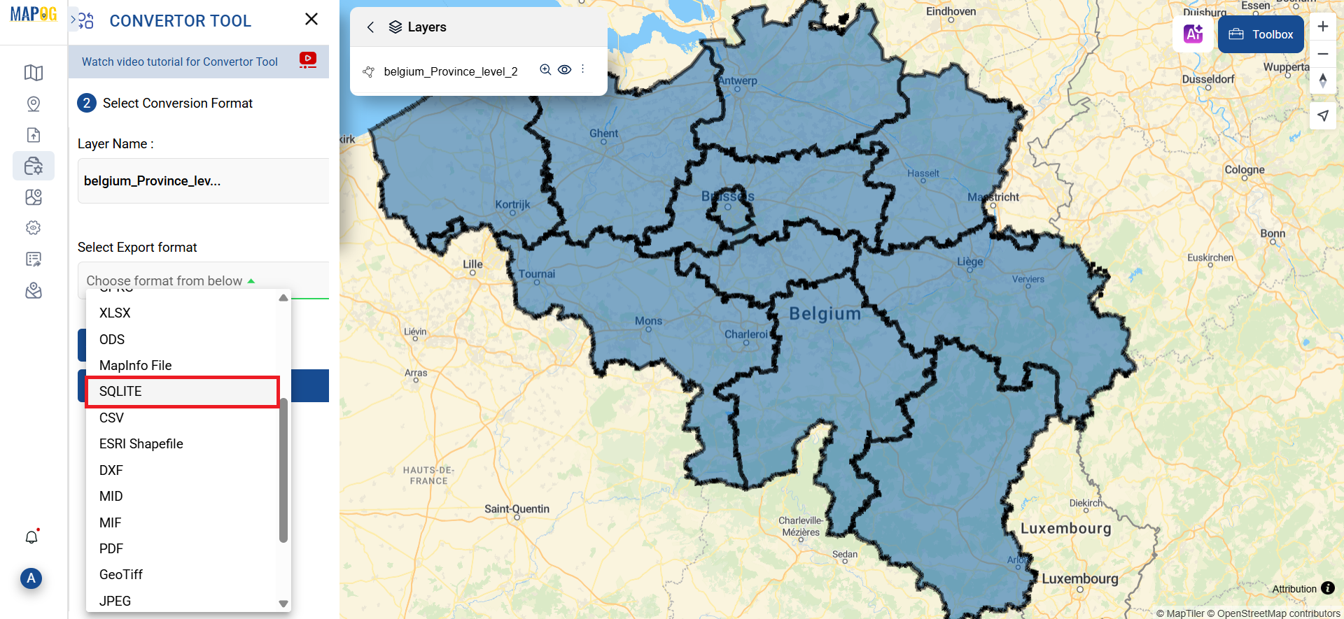 Convert GML to SQLITE or in other GIS formats | Online GIS data converter
