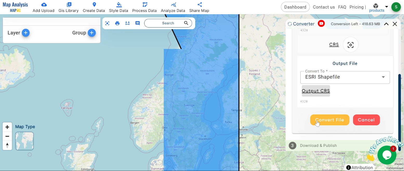 Converting KMZ to SHP Online GIS Data Conversion