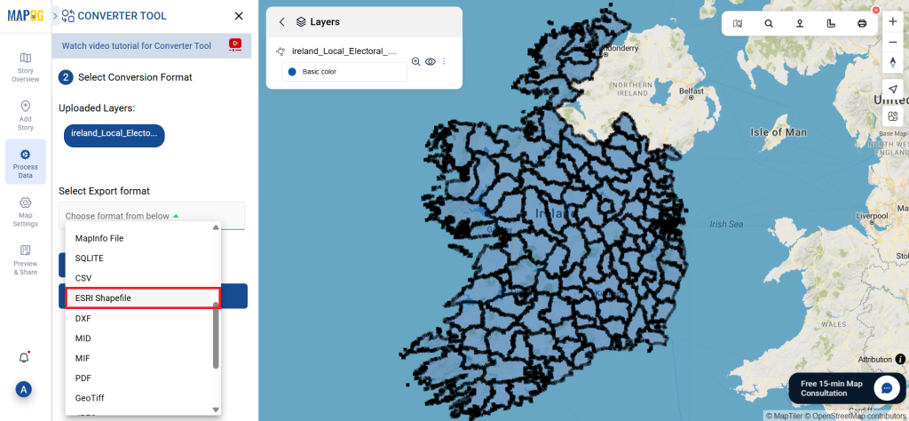 SQLITE to ESRI Shapefile