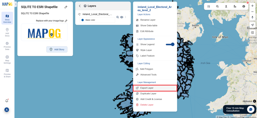 SQLITE to ESRI Shapefile