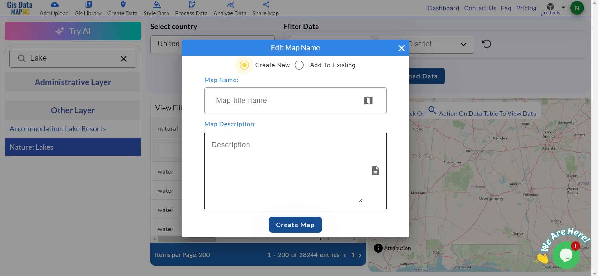 Download Lake Data in Shapefile, KML , GKPG +15 GIS format - Filter and