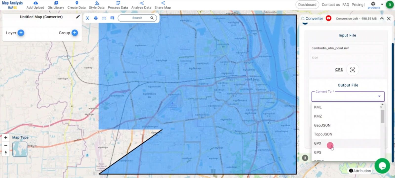 Convert MAPINFO TO GPX Online