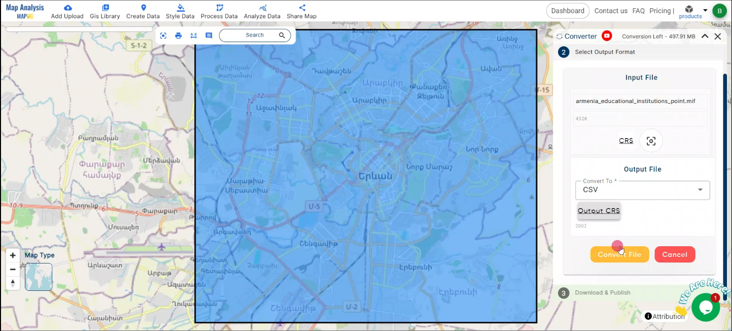 Converting MAPINFO TO CSV Online