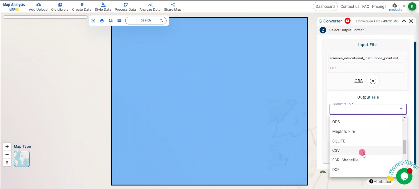 Converting MAPINFO TO CSV Online