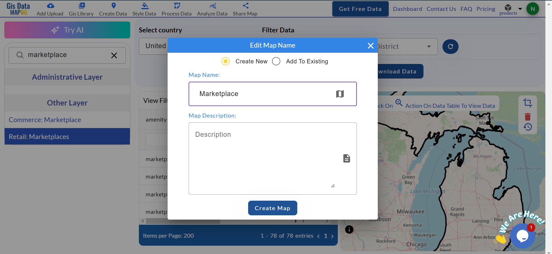 Download Marketplace Data in Shapefile, KML, MID +15 GIS Formats