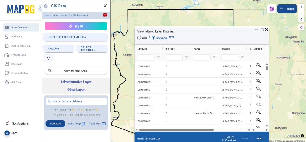 Download Commercial Area Data
