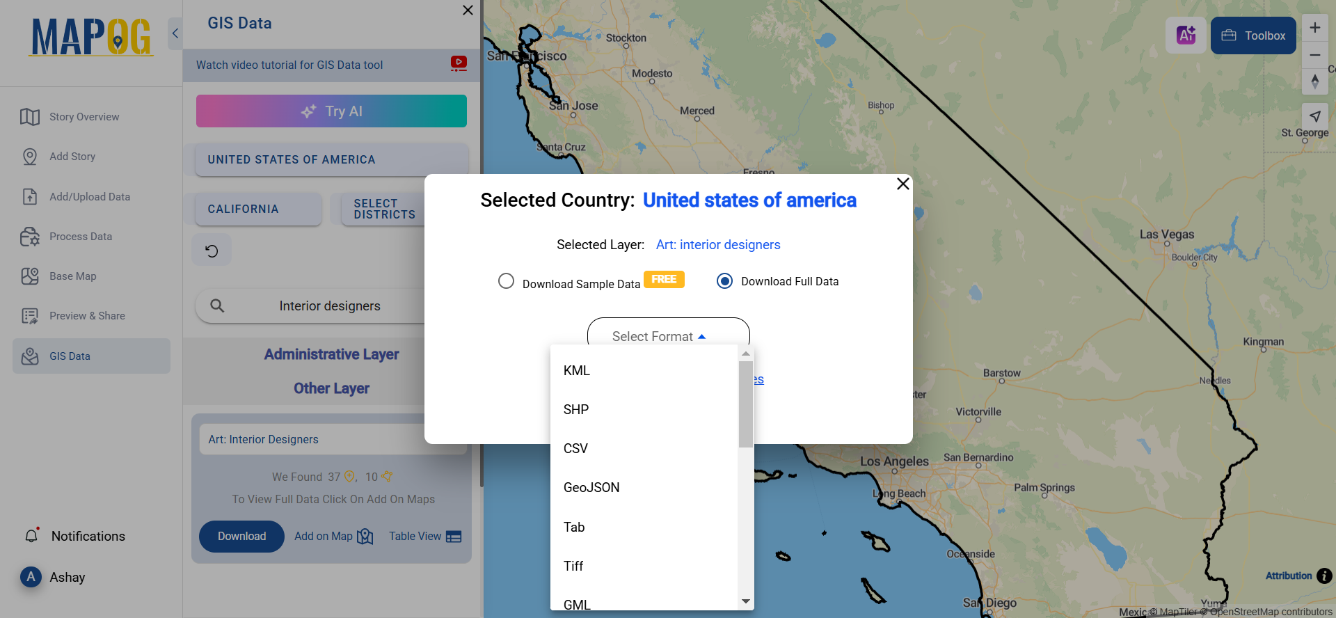 Download Interior Designers Data in Shapefile, KML, MID +15 GIS Formats