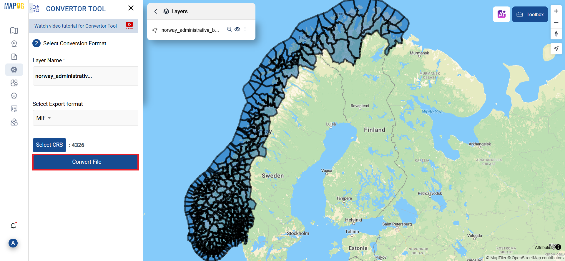 Online GIS data Conversion | Convert GeoJSON to MIF