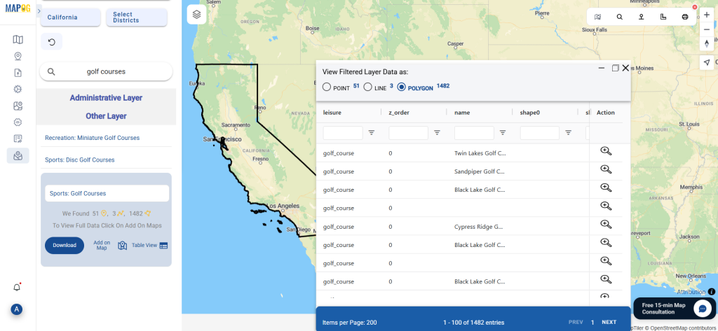 Download Golf Courses Data