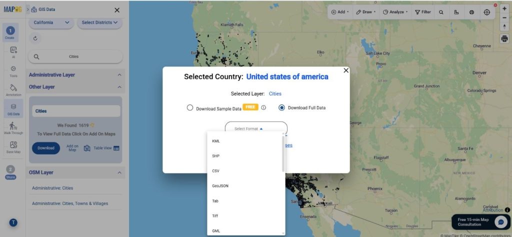 Download USA Cities Data