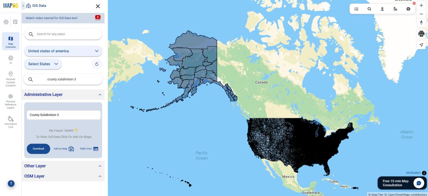Subdivion Format Download USA County Subdivision Data in Shapefile, KML, MID +15 GIS ...