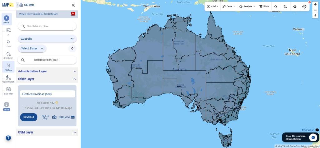 Download Australia Electoral Divisions (SED) Data 
