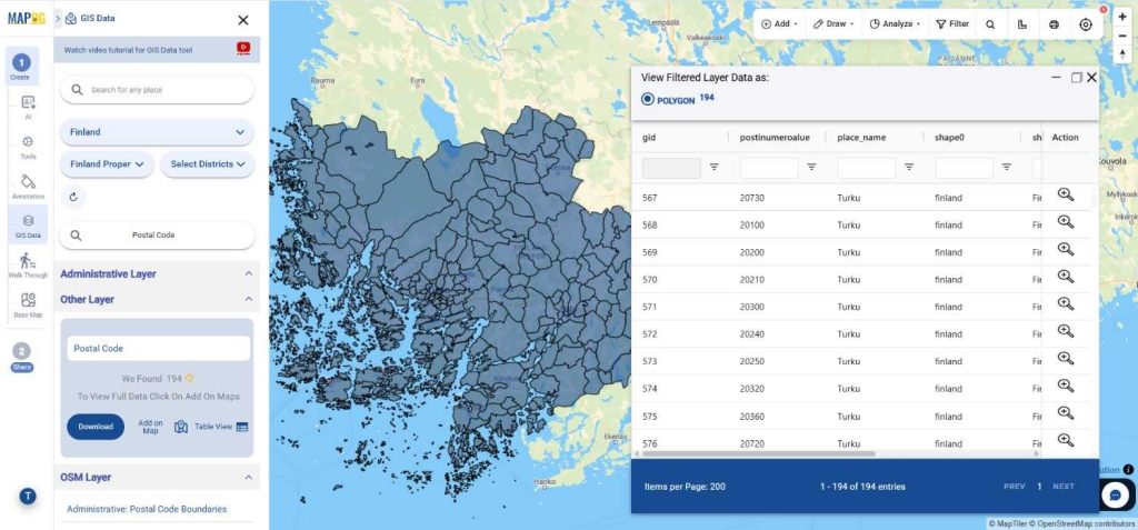 Download Finland Postal Code Data