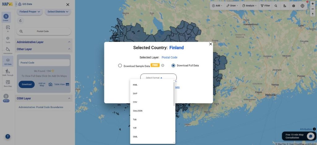 Download Finland Postal Code Data