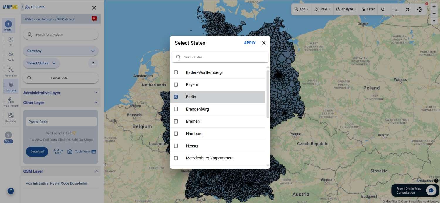 Download Germany Postal Code Data in Shapefile, KML, MID +15 GIS Formats