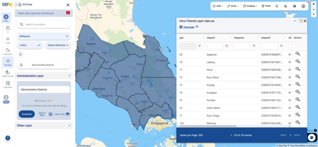 Download Malaysia Administrative Districts Data