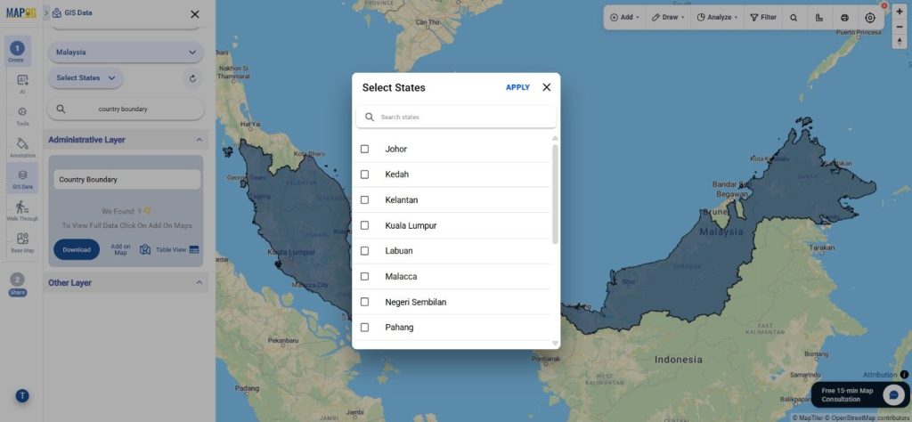 Download Malaysia Country Boundary Data