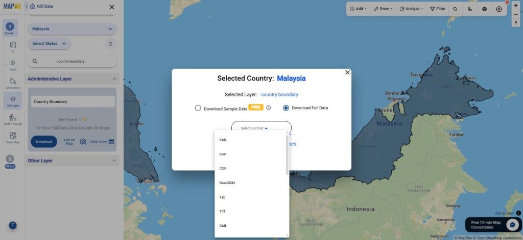 Download Malaysia Country Boundary Data