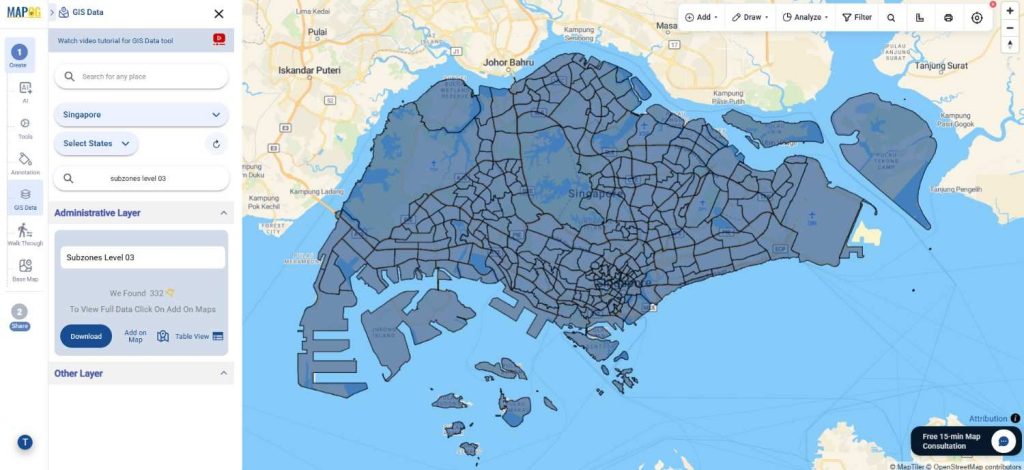 Download Singapore Subzones Level 03 Data