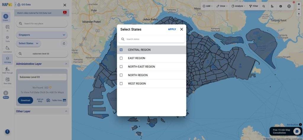 Download Singapore Subzones Level 03 Data