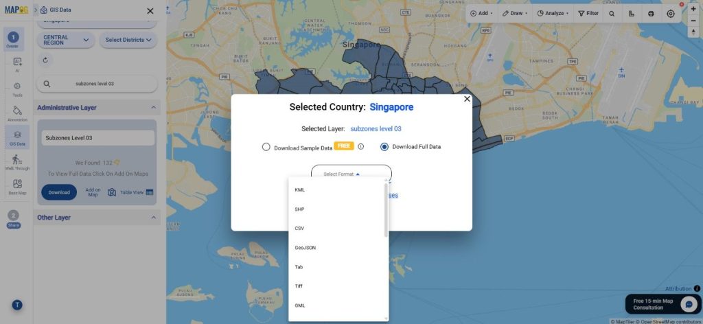 Download Singapore Subzones Level 03 Data