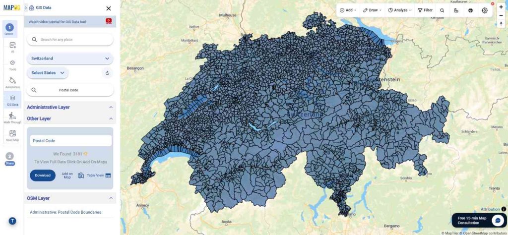 Download Switzerland Postal Code Data