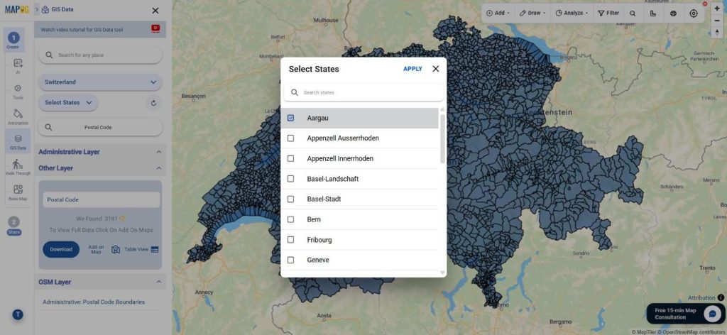 Download Switzerland Postal Code Data