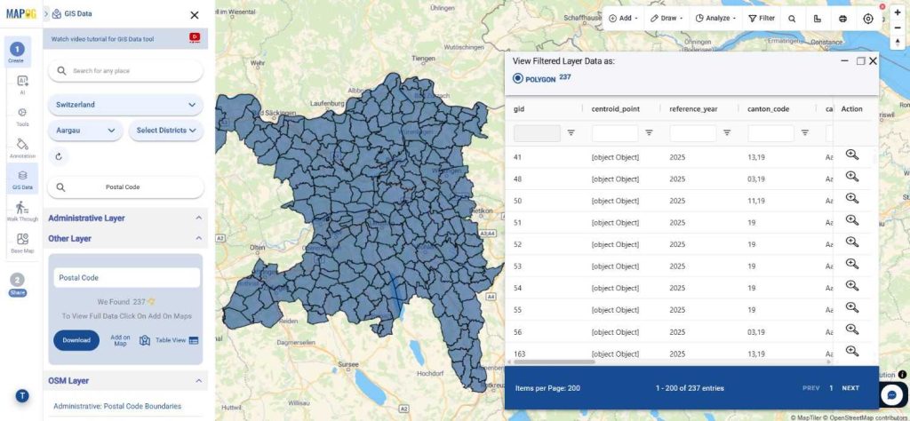 Download Switzerland Postal Code Data