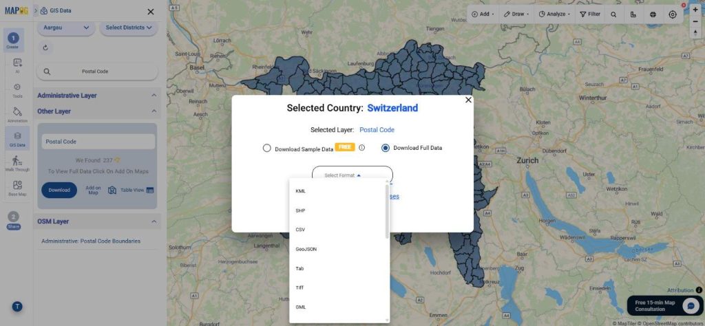 Download Switzerland Postal Code Data