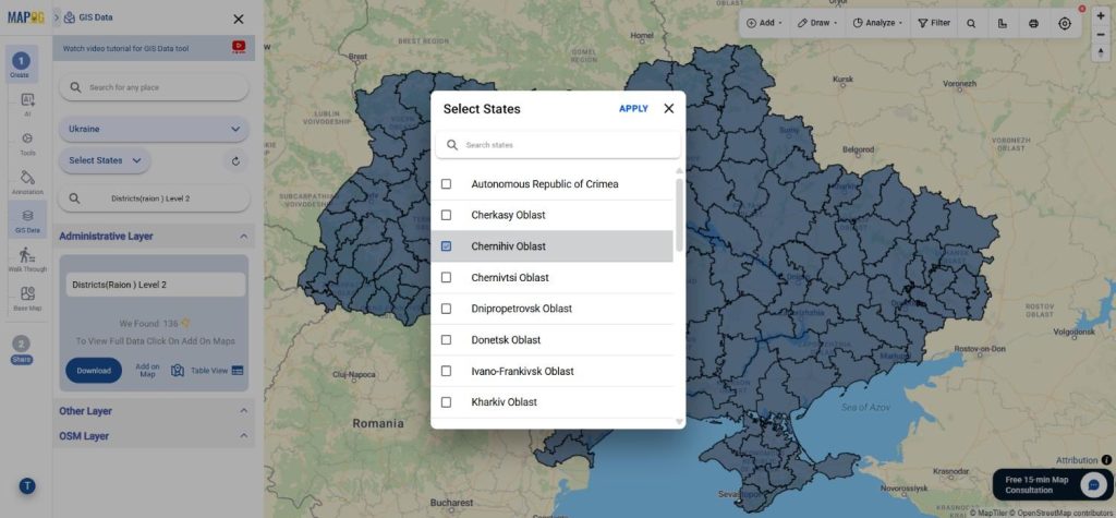 Download Ukraine Districts (Raion) Level 2 Data