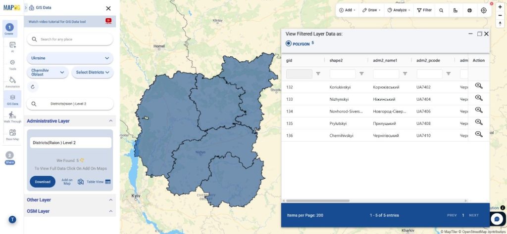 Download Ukraine Districts (Raion) Level 2 Data