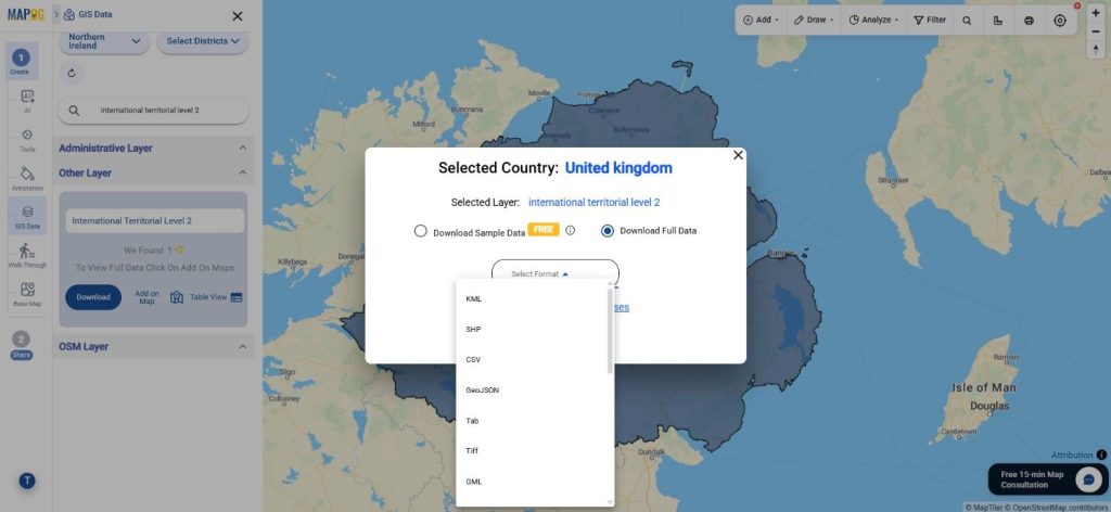 Download United kingdom International Territorial Level 2 Data 
